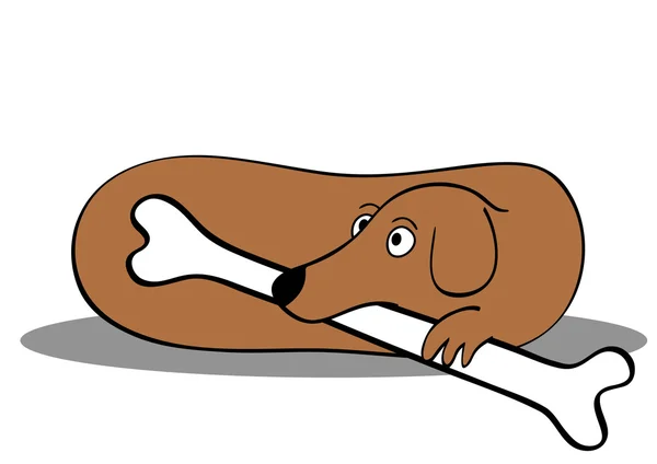 Ležící pes s kostí - vektor — Stockový vektor