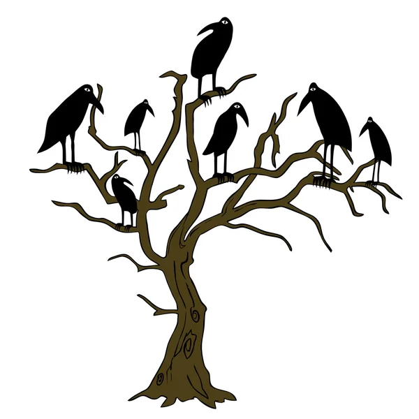 Los cuervos en el rampike - vector — Stok Vektör