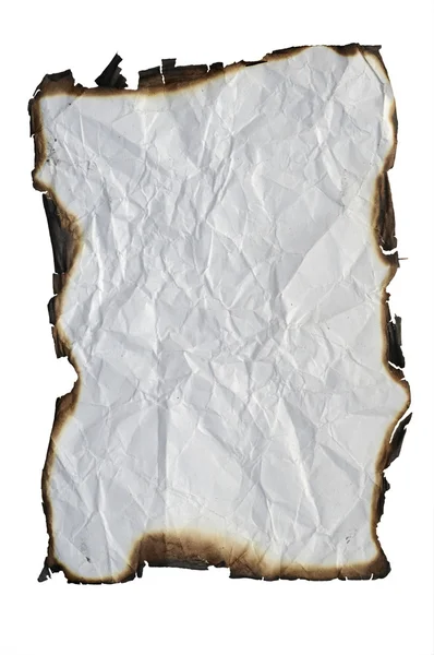孤立的 grunge 纸与被烧的边缘 — 图库照片