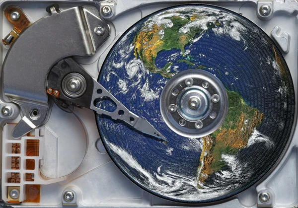 Whole world in the hard disc — Stock Photo, Image