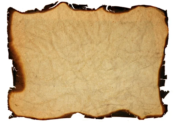 Yanık kenarları olan eski bir grunge kağıt — Stok fotoğraf