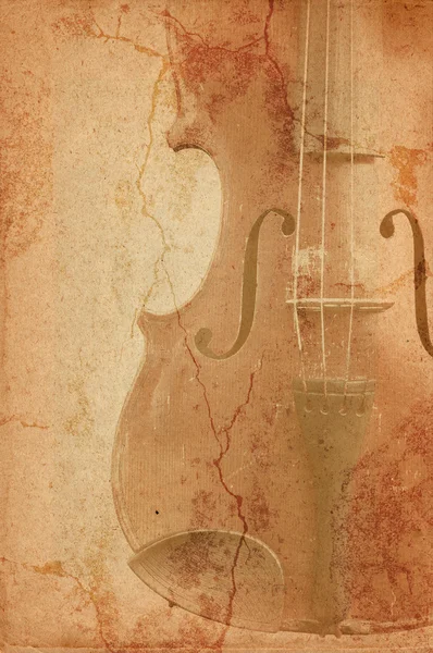 古いバイオリンでもとグランジ音楽背景 — ストック写真