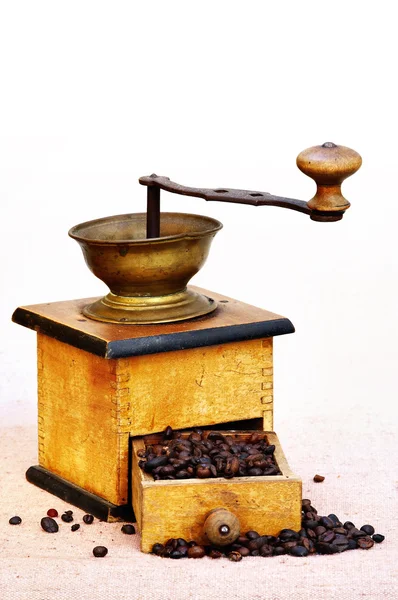 Coffee mill and beans — Stock Photo, Image