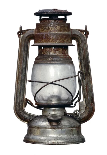Lâmpada de querosene desgastada no tempo — Fotografia de Stock
