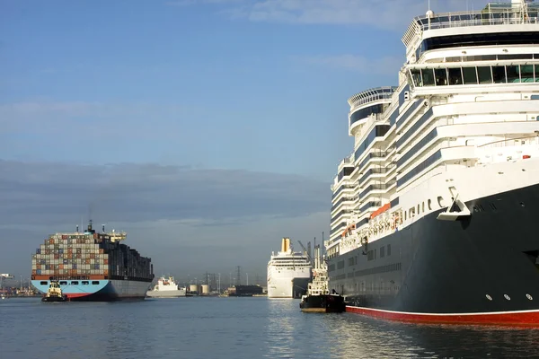 Cruiseschepen en containers — Stockfoto