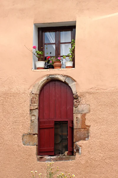 Yunan kapı ve pencere — Stok fotoğraf