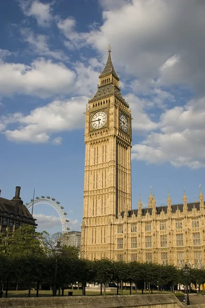 Біг-Бен, парламент і Лондонське око — стокове фото