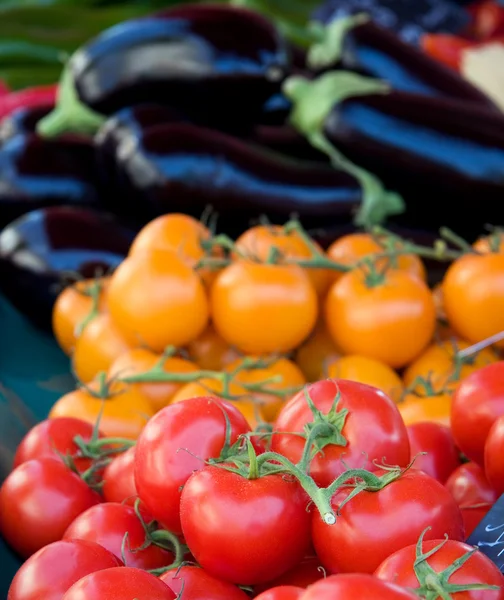 西红柿和 aubergiines — 图库照片