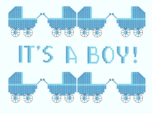 I's a boy cross stitch — Stock Vector