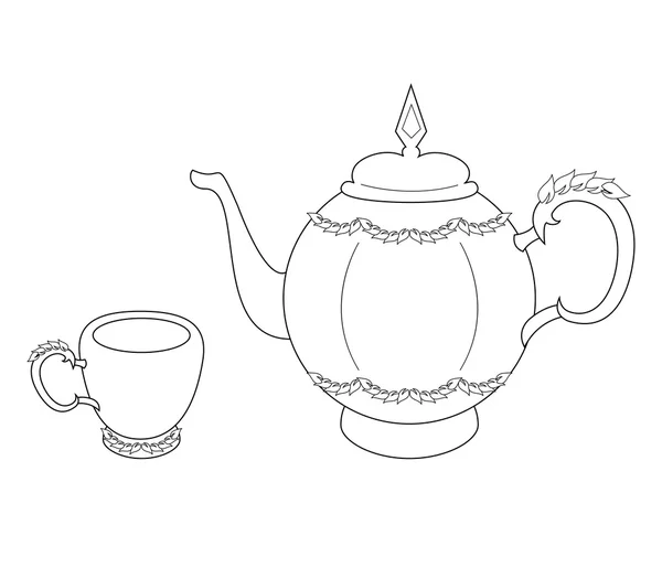 Чайник і чашки — стоковий вектор