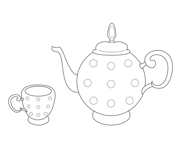 Illustration vectorielle de théière et tasse — Image vectorielle