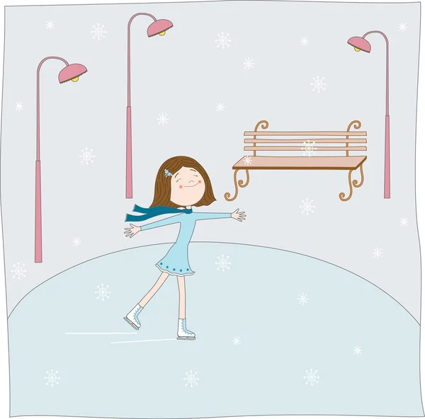 女孩溜冰鞋 — 图库矢量图片