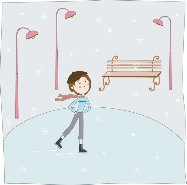 De jongen schaatsen — Stockvector