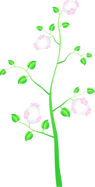 复活节树与鲜花盛放鸡蛋 — 图库矢量图片