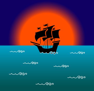 Vector illustration of sailboat clipart