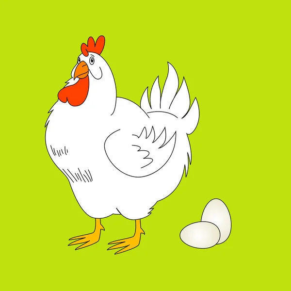 Ilustración vectorial de chiken con huevos — Archivo Imágenes Vectoriales