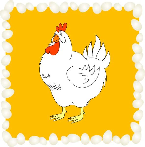Vektorillustration von Chiken mit Eiern — Stockvektor