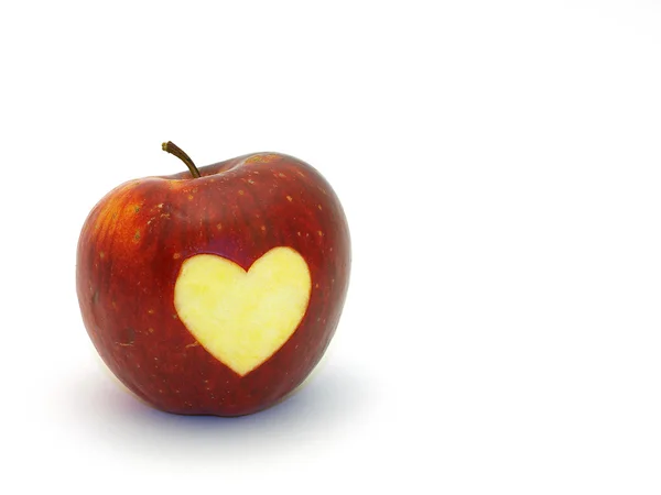 Apfel mit Herz — Stockfoto