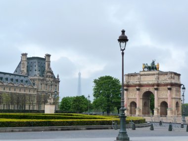 Louvre and Eiffel tower view clipart