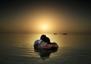 Love at sunrise in Egypt clipart