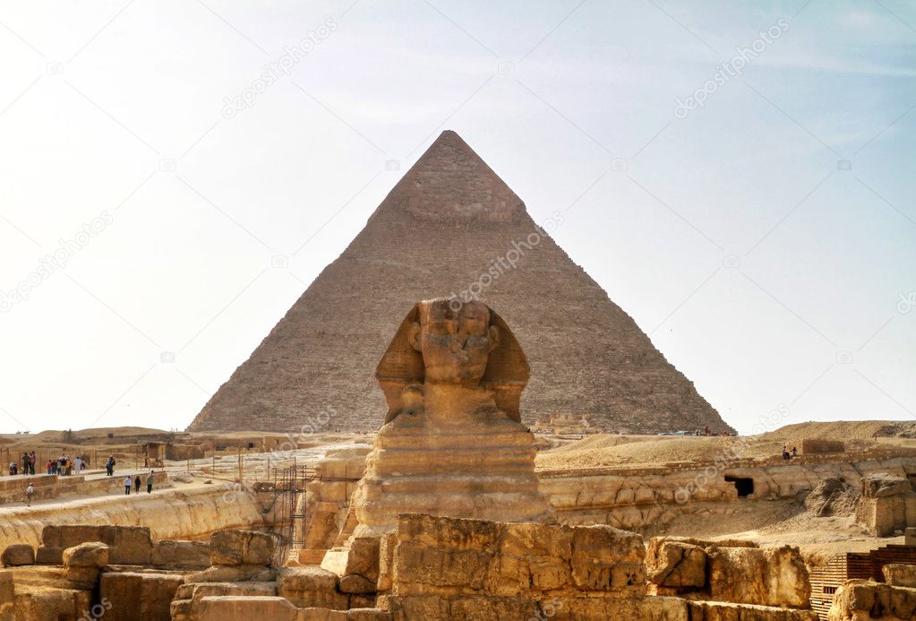 Sphinx and Chefren pyramid