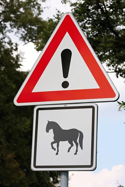 Safety traffic sign, Attention horse Royalty Free Stock Photos