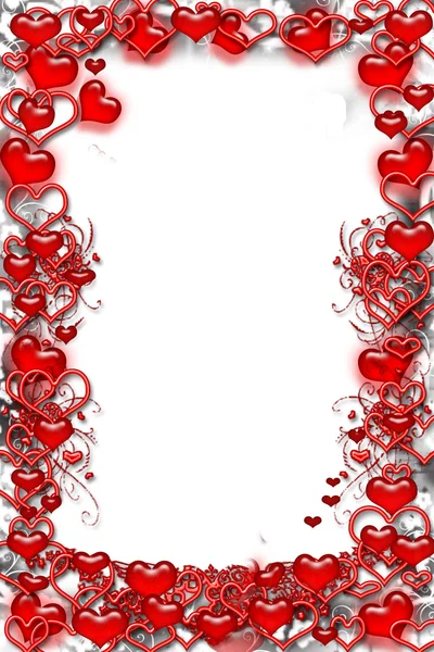 Kırmızı kalpler ile çerçeve — Stok fotoğraf