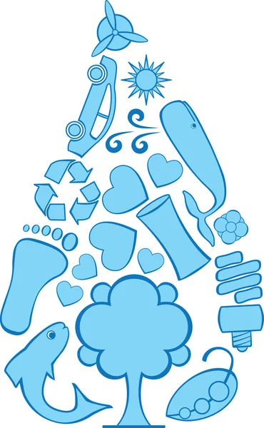 Gouttelette d'eau Eco Doodles — Image vectorielle