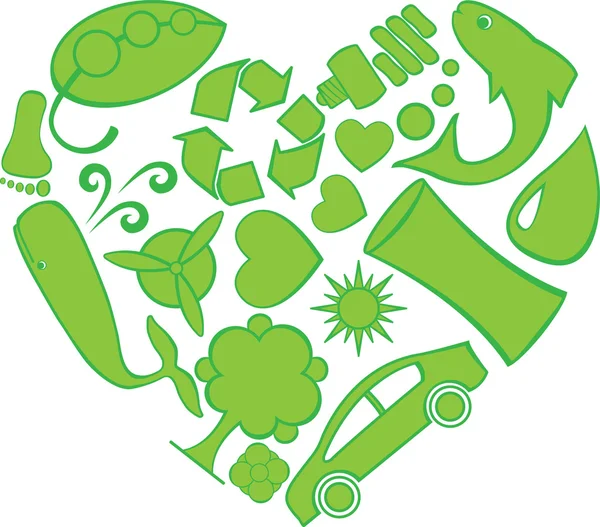 Eco Doodles Corazón — Vector de stock
