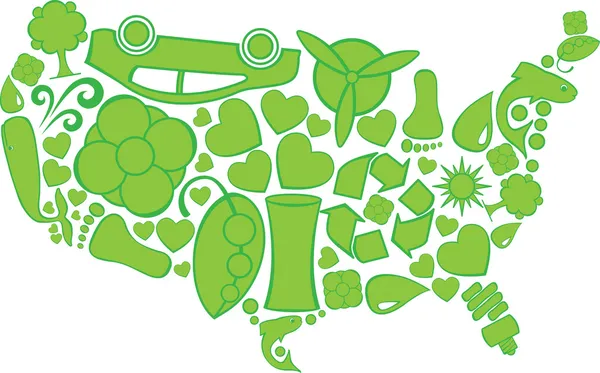 Eco doodles Ηνωμένες Πολιτείες — Διανυσματικό Αρχείο