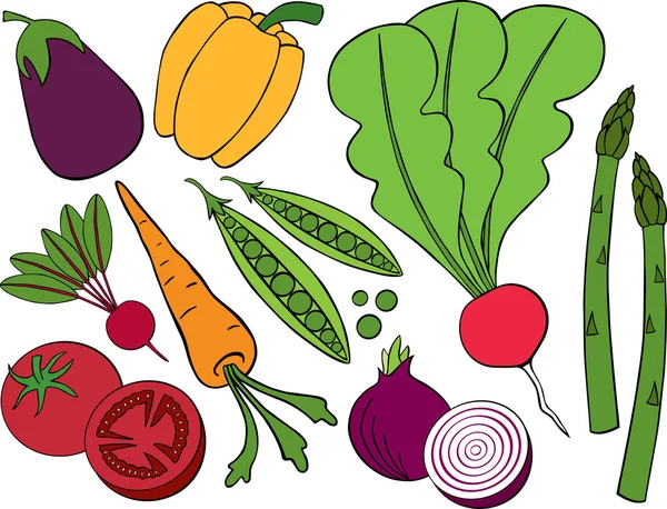 Serie de Doodle de verduras — Vector de stock