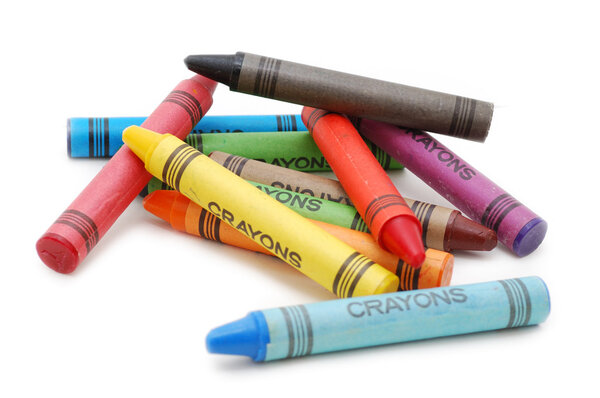 Crayons lying in chaos