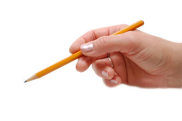 Ręka, wskazując na coś ołówkiem — Zdjęcie stockowe