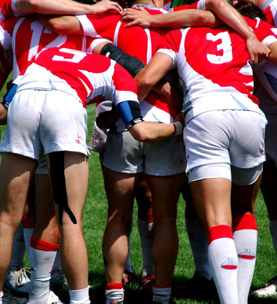 Rugby team getting ready for the match