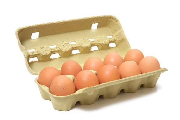 Brown eggs in box — Stock Photo, Image