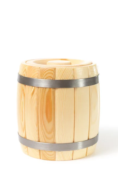 白い背景の木樽 — ストック写真
