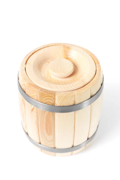 白い背景の木樽 — ストック写真
