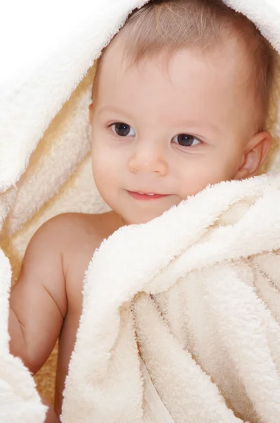 Baby in towel — Stock Photo, Image