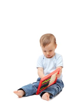 Adorable baby with abacus clipart