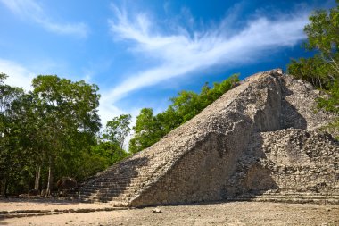 Mayan Nohoch Mul pyramid in Coba, Mexico clipart