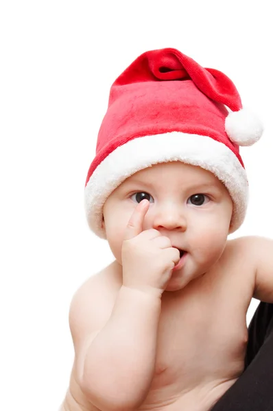 Noel Baba'nın şapkalı bebek — Stok fotoğraf