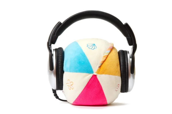 Headphones on the ball — Stock Photo, Image