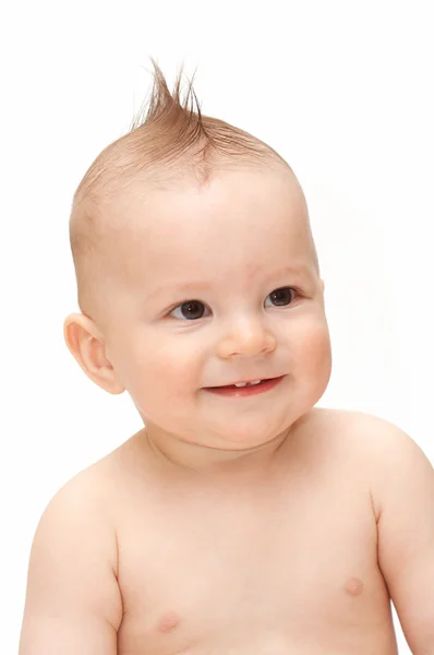 삐걱거리는 머리를 하고 웃는 아기 — 스톡 사진
