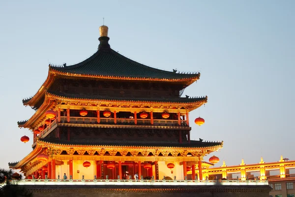stock image Bell Tower at night in Xian, China