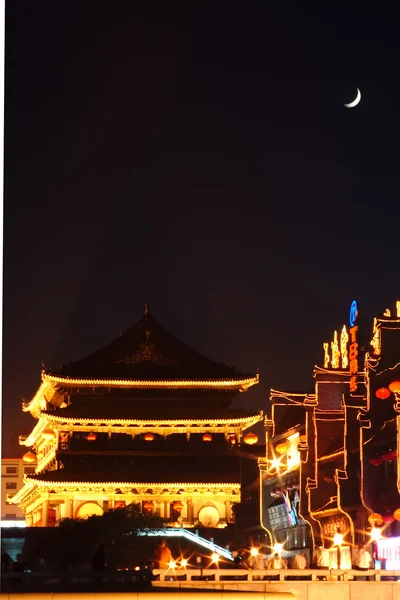Drum tower at night, Xi'an, China — Stock Photo, Image