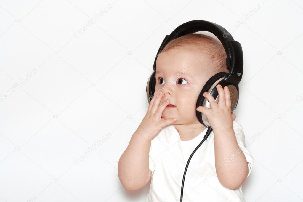 Small boy with headphones