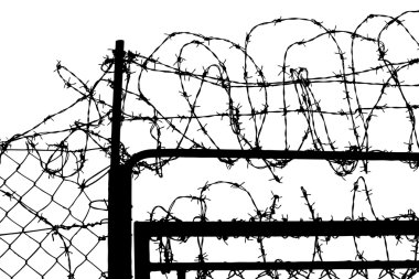 Fence with barbed wires clipart