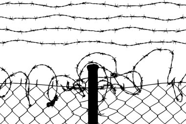 Wired fence with barbed wires clipart