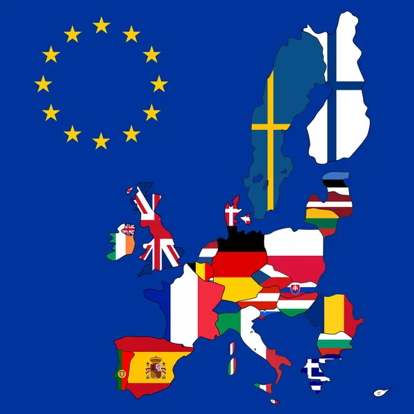 Carte de l'Union européenne avec 27 drapeaux — Image vectorielle