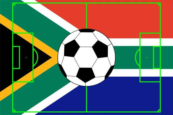 Fußball mit südafrikanischer Flagge — Stockvektor